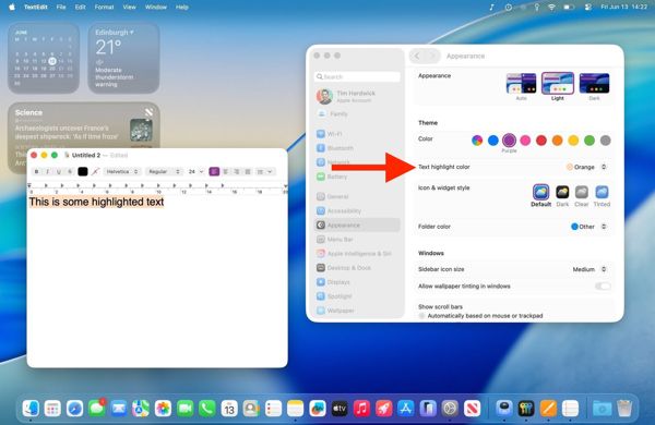 苹果macOS 26 Tahoe主题功能大升级:可定制图标/高亮文本/文件夹颜色