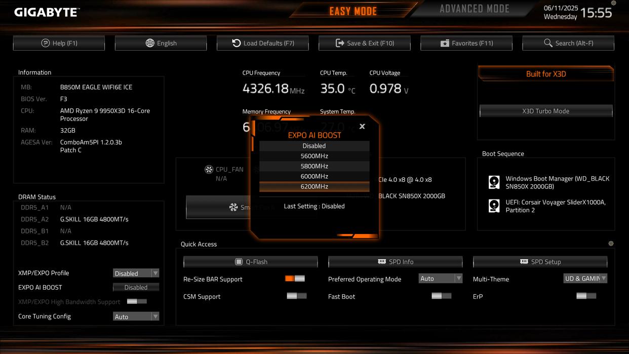 锐龙9000X3D搭配技嘉B850M EAGLE WIFI6E主板组装机性能测评